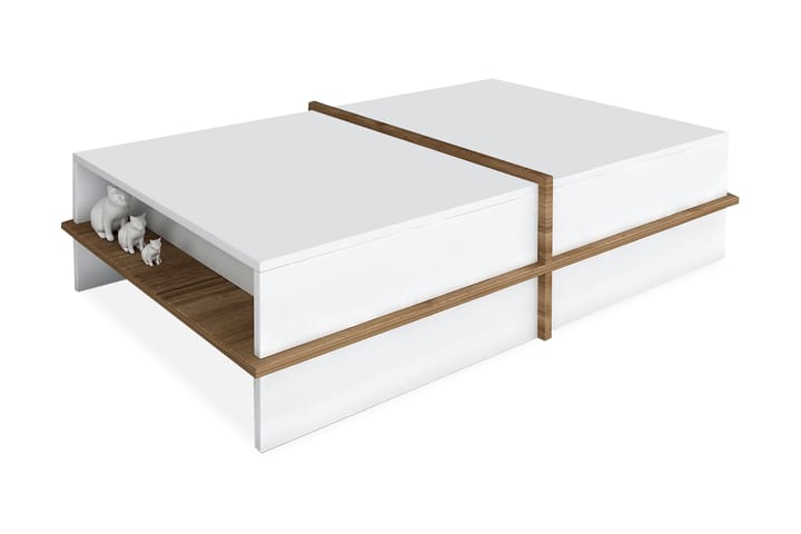 Sohvapöytä Clora 90 cm - Valkoinen/Pähkinänruskea - Sohvapöytä
