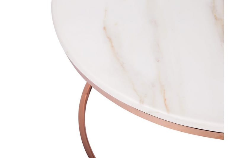 Sohvapöytä Corbelin 70 cm Pyöreä Marmorikuvio - Valkoinen/Kupari - Huonekalut - Pöytä & ruokailuryhmä - Sohvapöytä