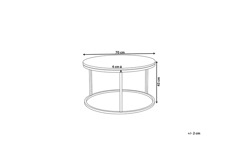 Sohvapöytä Corbelin 70 cm Pyöreä Marmorikuvio - Valkoinen/Kupari - Huonekalut - Pöytä & ruokailuryhmä - Sohvapöytä