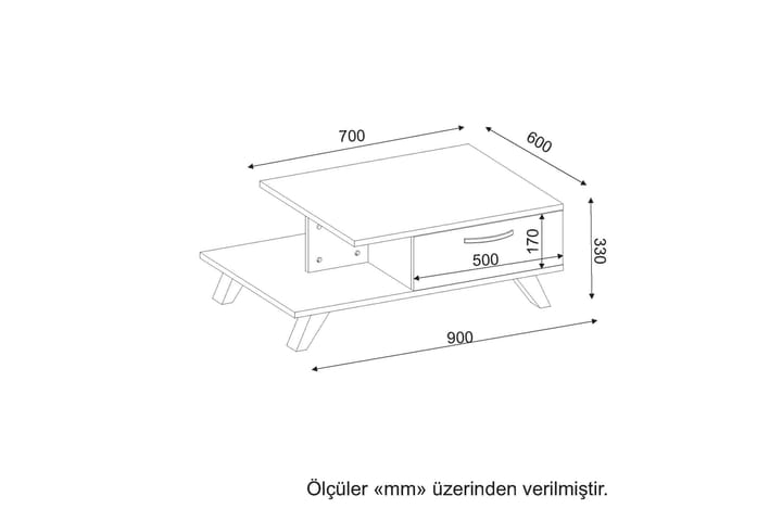Sohvapöytä Crebb 90 cm Säilytyksellä Hylly+Ovi - Valkoinen - Sohvapöytä