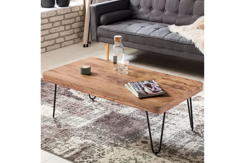 Sohvapöytä Cringle 115 cm - Akaasia/Musta - Huonekalut - Pöytä & ruokailuryhmä - Sohvapöytä