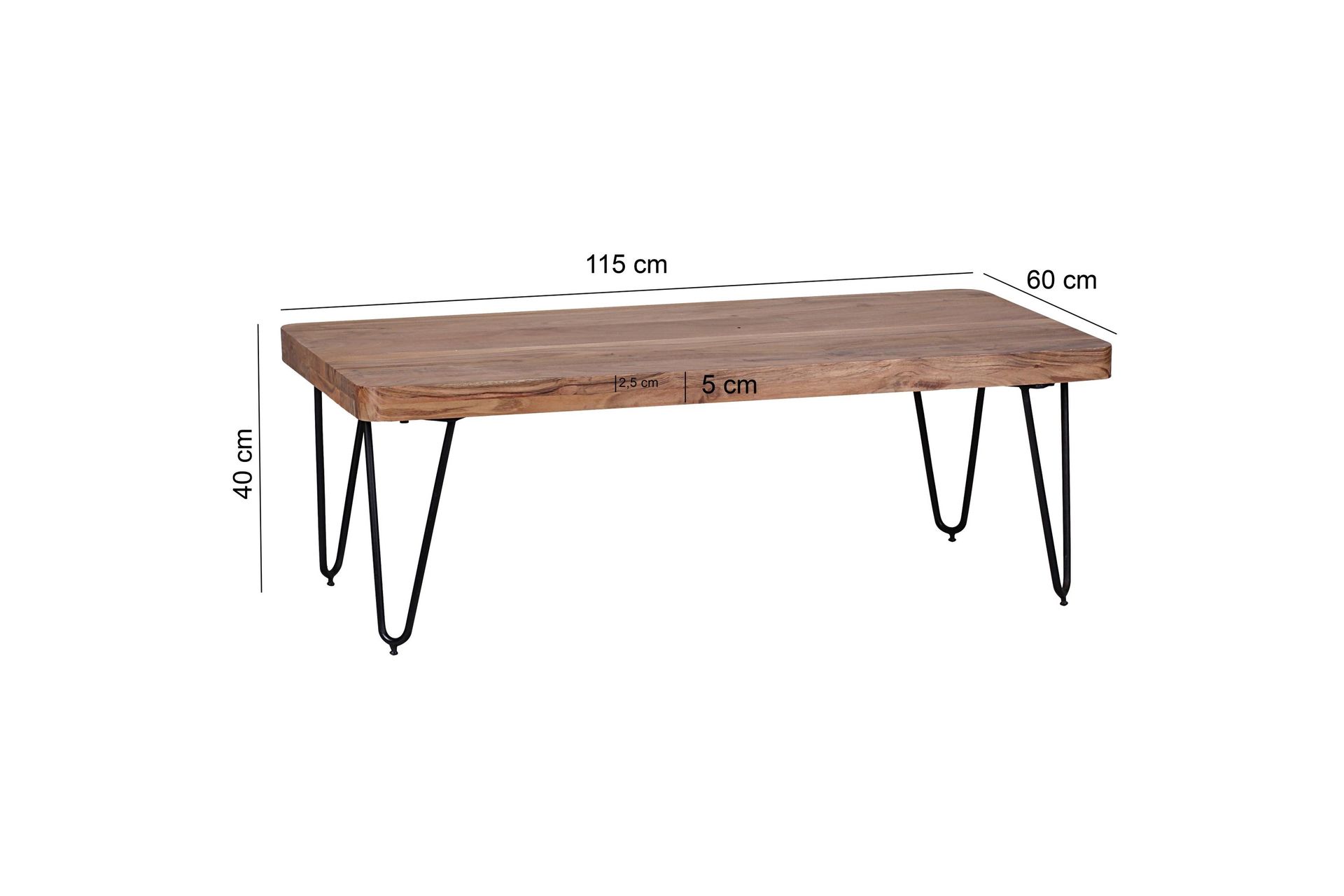Sohvapöytä Cringle 115 cm - Akaasia/Musta - Huonekalut - Pöytä & ruokailuryhmä - Sohvapöytä