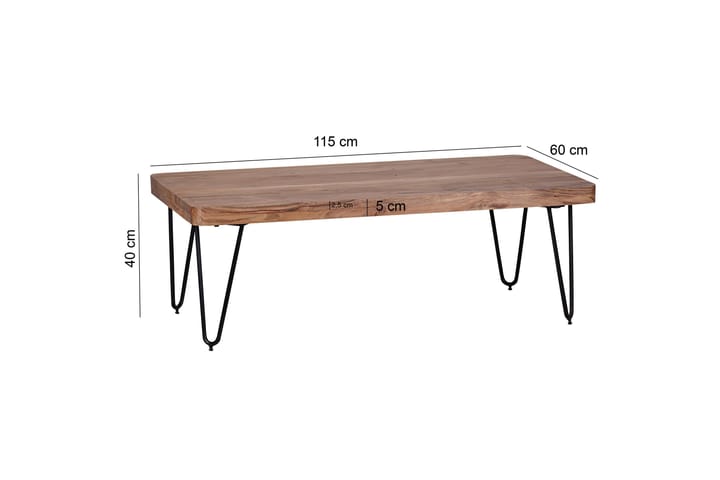 Sohvapöytä Cringle 115 cm - Akaasia/Musta - Sohvapöytä