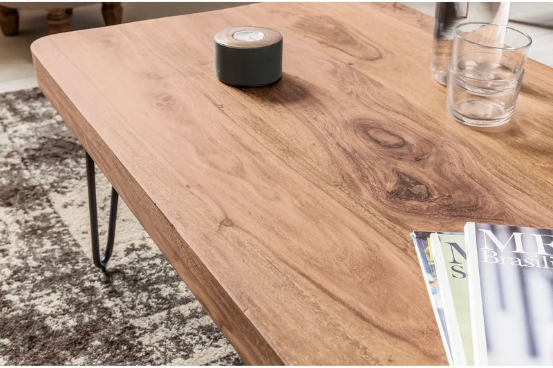 Sohvapöytä Cringle 115 cm - Akaasia/Musta - Huonekalut - Pöytä & ruokailuryhmä - Sohvapöytä