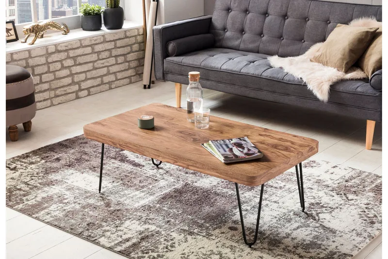 Sohvapöytä Cringle 115 cm - Akaasia/Musta - Huonekalut - Pöytä & ruokailuryhmä - Sohvapöytä