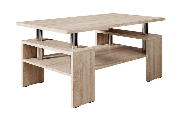 Sohvapöytä Cubella 110 cm Säilytyksellä Hyllyt - Tammenväri/Kromi - Sohvapöytä