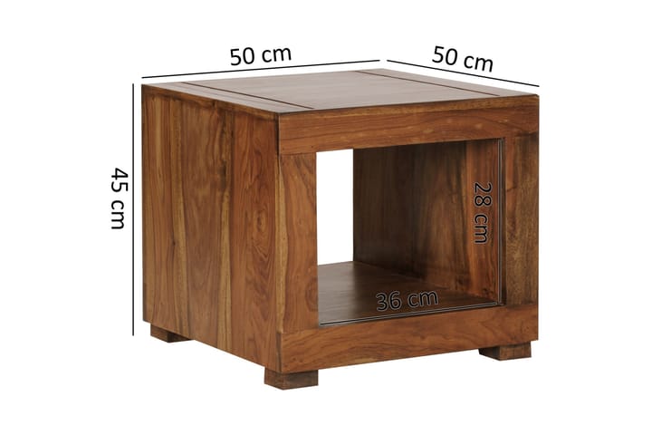 Sohvapöytä Cumens 50 cm Säilytyksellä Hylly - Massiivi Puu - Sohvapöytä