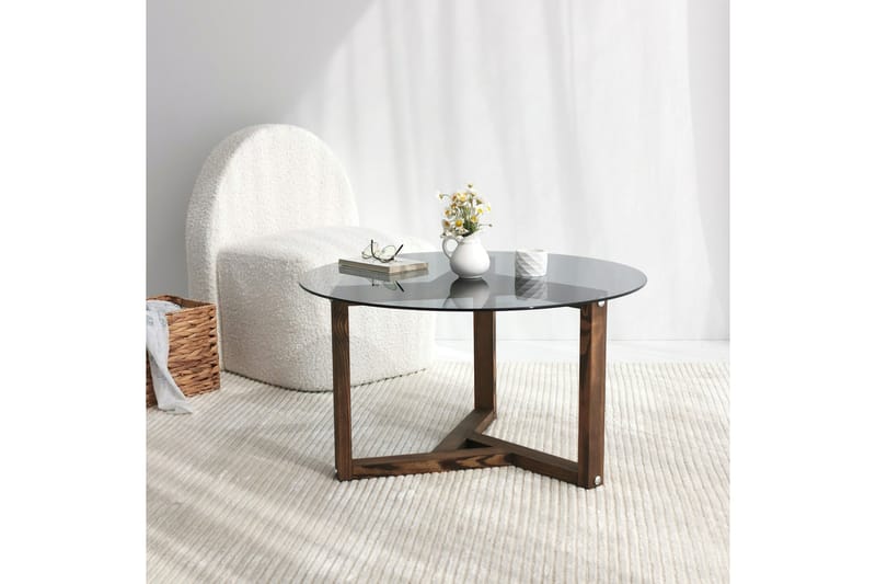 Sohvapöytä Dander 75 cm Pyöreä - Savunvärinen / tiikki - Huonekalut - Pöytä & ruokailuryhmä - Sohvapöytä