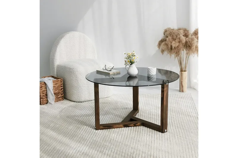 Sohvapöytä Dander 75 cm Pyöreä - Savunvärinen / tiikki - Huonekalut - Pöytä & ruokailuryhmä - Sohvapöytä