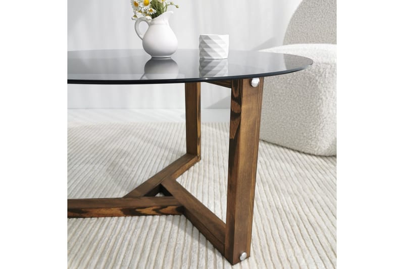 Sohvapöytä Dander 75 cm Pyöreä - Savunvärinen / tiikki - Huonekalut - Pöytä & ruokailuryhmä - Sohvapöytä