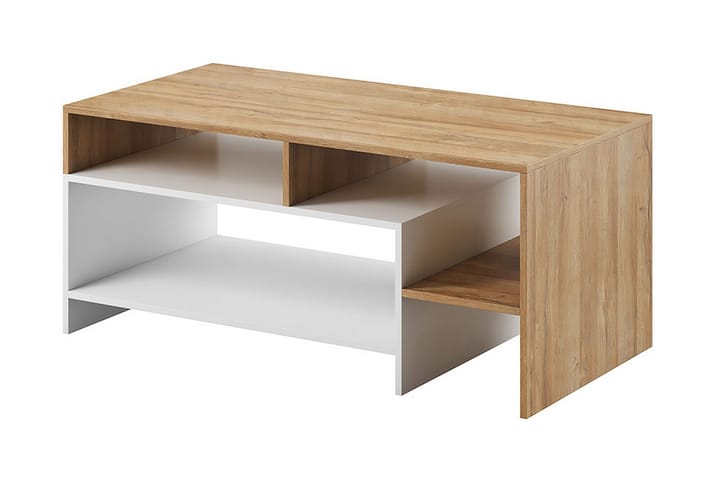 Sohvapöytä Darrick 120 cm Säilytyksellä Hyllyt - Valkoinen/Tammenväri - Sohvapöytä