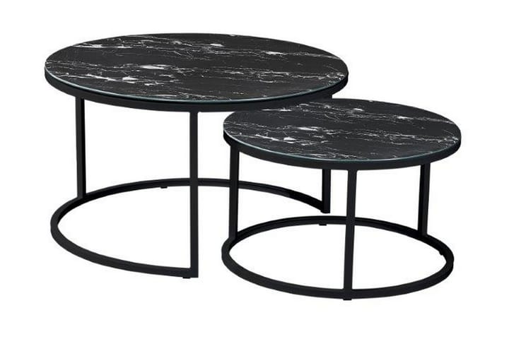 Sohvapöytä Dashuan 80 cm Pyöreä - Lasimarmori/Musta - Marmoripöydät - Sohvapöytä