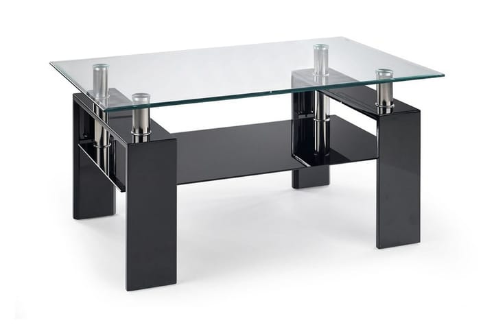Sohvapöytä Demitranila 110 cm Säilytyksellä Hylly - Lasi/Musta - Sohvapöytä