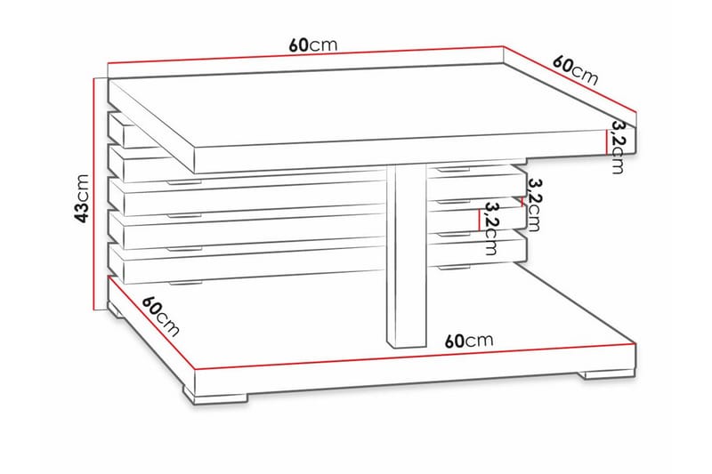 Sohvapöytä Denogal 60 cm - Ruskea - Huonekalut - Pöytä & ruokailuryhmä - Sohvapöytä