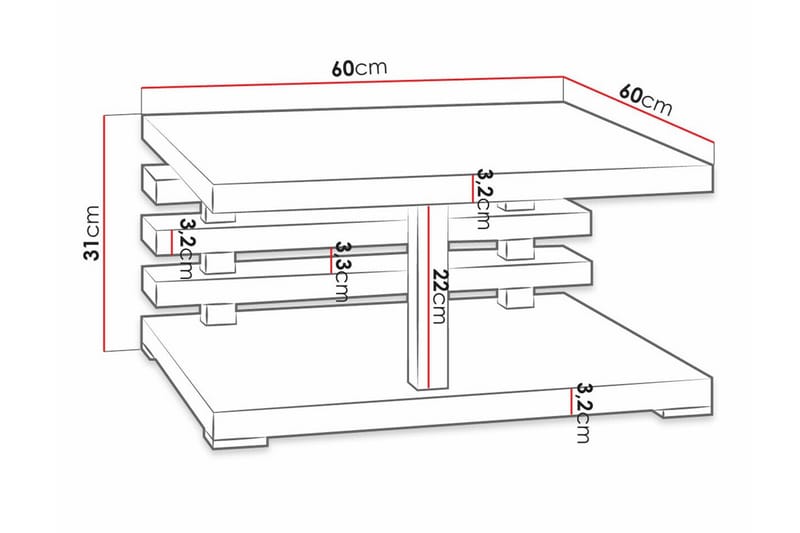 Sohvapöytä Denogal 60 cm - Ruskea - Huonekalut - Pöytä & ruokailuryhmä - Sohvapöytä