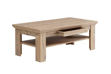 Sohvapöytä Deutch 120 cm Säilytyksellä Hylly+Laatikko - Ruskea - Huonekalut - Pöytä & ruokailuryhmä - Sohvapöytä - Sohvapöytä säilytystilalla