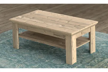 Sohvapöytä Deutch 120 cm Säilytyksellä Hylly+Laatikko - Ruskea - Huonekalut - Pöytä & ruokailuryhmä - Sohvapöytä - Sohvapöytä säilytystilalla