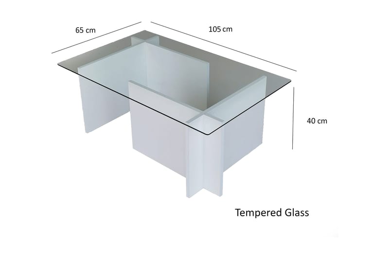 Sohvapöytä Dimants 105x40x105 cm - Valkoinen - Sohvapöytä