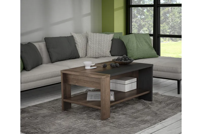 Sohvapöytä Dimitritov 90 cm - Ruskea/Musta - Huonekalut - Pöytä & ruokailuryhmä - Sohvapöytä