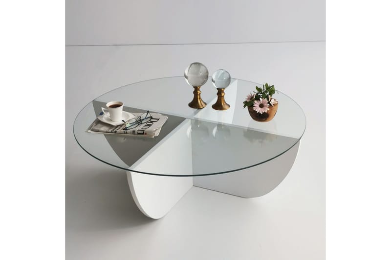 Sohvapöytä Dirk 90x30x90 cm Pyöreä - Valkoinen - Huonekalut - Pöytä & ruokailuryhmä - Sohvapöytä