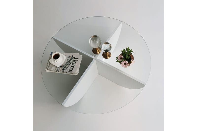 Sohvapöytä Dirk 90x30x90 cm Pyöreä - Valkoinen - Huonekalut - Pöytä & ruokailuryhmä - Sohvapöytä