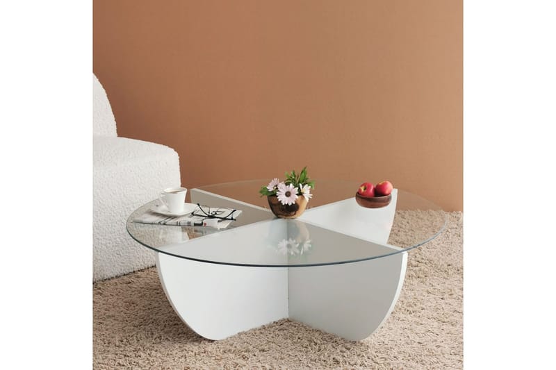 Sohvapöytä Dirk 90x30x90 cm Pyöreä - Valkoinen - Huonekalut - Pöytä & ruokailuryhmä - Sohvapöytä