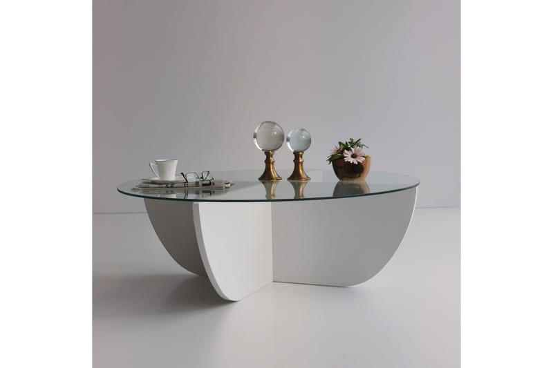 Sohvapöytä Dirk 90x30x90 cm Pyöreä - Valkoinen - Huonekalut - Pöytä & ruokailuryhmä - Sohvapöytä