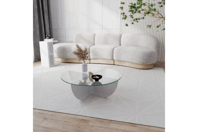 Sohvapöytä Dirk 90x30x90 cm Pyöreä - Valkoinen - Huonekalut - Pöytä & ruokailuryhmä - Sohvapöytä