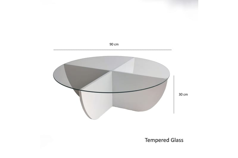 Sohvapöytä Dirk 90x30x90 cm Pyöreä - Valkoinen - Huonekalut - Pöytä & ruokailuryhmä - Sohvapöytä