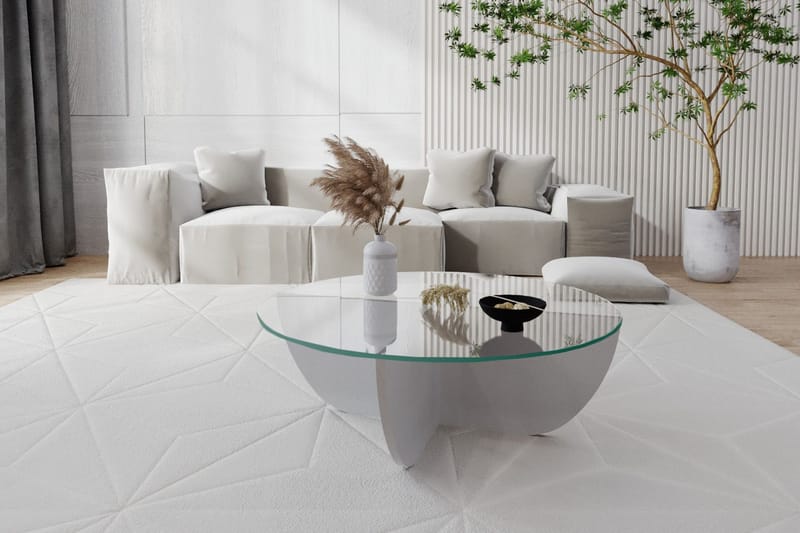 Sohvapöytä Dirk 90x30x90 cm Pyöreä - Valkoinen - Huonekalut - Pöytä & ruokailuryhmä - Sohvapöytä