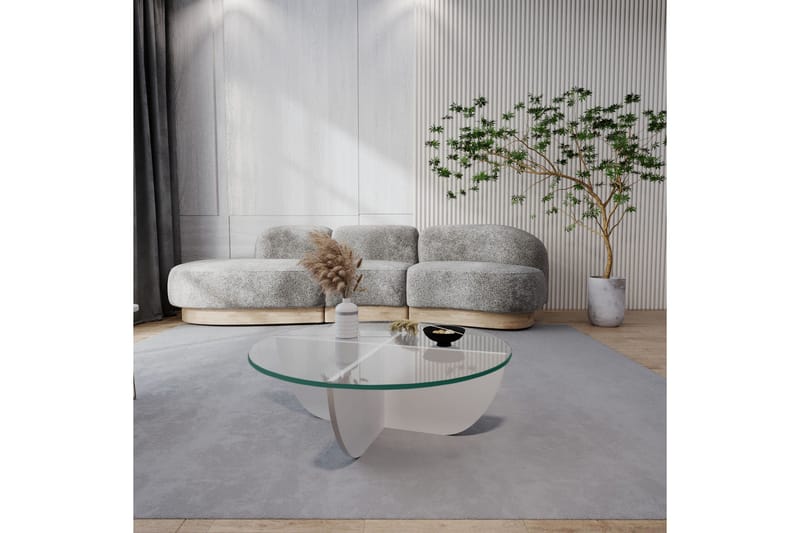 Sohvapöytä Dirk 90x30x90 cm Pyöreä - Valkoinen - Huonekalut - Pöytä & ruokailuryhmä - Sohvapöytä