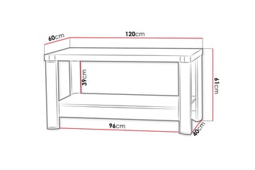 Sohvapöytä Domineck 120 cm Säilytyksellä Hylly - Tammenväri/Beige/Harmaa - Huonekalut - Pöytä & ruokailuryhmä - Sohvapöytä