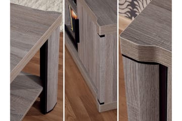 Sohvapöytä Domineck 120 cm Säilytyksellä Hylly - Tammenväri/Beige/Harmaa - Huonekalut - Pöytä & ruokailuryhmä - Sohvapöytä