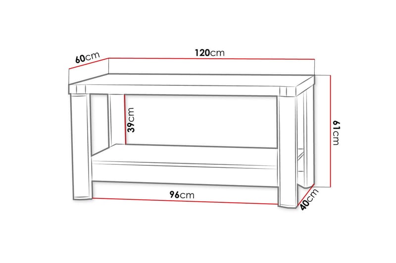 Sohvapöytä Domineck 120 cm Säilytyksellä Hylly - Tryffeli/Beige/Harmaa - Sohvapöytä