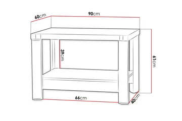 Sohvapöytä Domineck 90 cm Säilytyksellä Hylly - Tryffeli/Beige/Harmaa - Huonekalut - Pöytä & ruokailuryhmä - Sohvapöytä - Sohvapöytä säilytystilalla