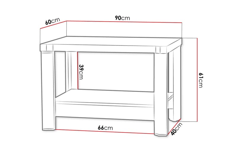 Sohvapöytä Domineck 90 cm Säilytyksellä Hylly - Tryffeli/Beige/Harmaa - Huonekalut - Pöytä & ruokailuryhmä - Sohvapöytä