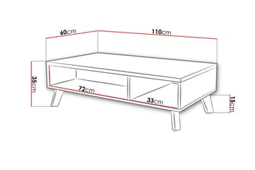 Sohvapöytä Dudley 110 cm Säilytyksellä Hyllyt - Luonnonväri/Musta - Huonekalut - Pöytä & ruokailuryhmä - Sohvapöytä - Sohvapöytä säilytystilalla