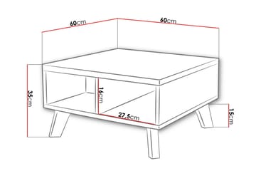 Sohvapöytä Dudley 60 cm Säilytyksellä Hyllyt - Luonnonväri/Musta - Huonekalut - Pöytä & ruokailuryhmä - Sohvapöytä - Sohvapöytä säilytystilalla