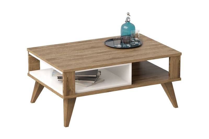 Sohvapöytä Dumö 90 cm Säilytyksellä Hylly - Ruskea/Valkoinen - Huonekalut - Pöytä & ruokailuryhmä - Sohvapöytä