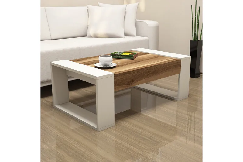 Sohvapöytä Edelmis 102 cm - Pähkinänruskea/Kermanvalkoinen - Huonekalut - Pöytä & ruokailuryhmä - Sohvapöytä