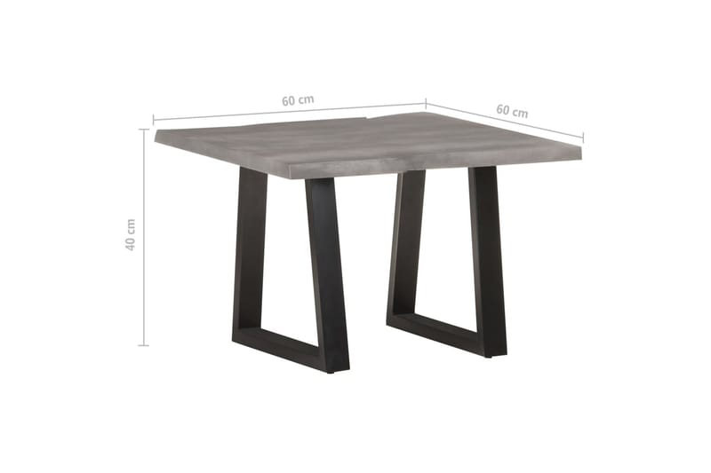 Sohvapöytä elävät reunat 60x60x40 cm täysi akaasiapuu - Harmaa - Huonekalut - Pöytä & ruokailuryhmä - Sohvapöytä