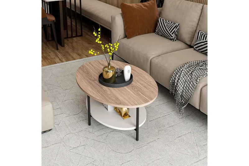 Sohvapöytä Elistia 90 cm - Tammi/Valkoinen - Huonekalut - Pöytä & ruokailuryhmä - Sohvapöytä