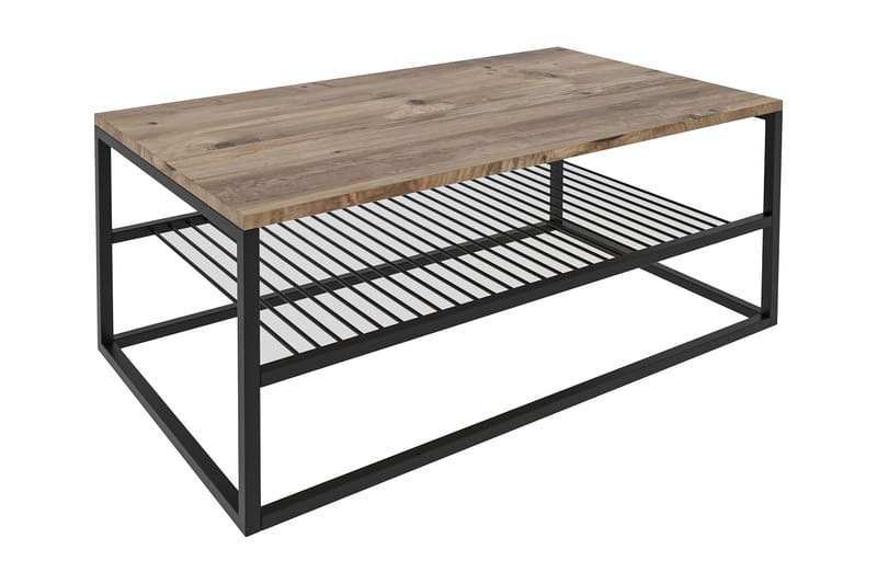 Sohvapöytä Emlak-sohvapöytä 95 cm, marmorikuvio, säilytyshyllyllä Svart,Trä/Natur - Huonekalut - Pöytä & ruokailuryhmä - Sohvapöytä