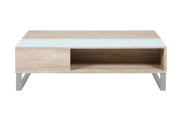 Sohvapöytä Esmeralda 110 cm Säilytyksellä Hylly - Lasi/Tammenväri/Valk/V.harmaa - Huonekalut - Pöytä & ruokailuryhmä - Sohvapöytä - Säädettävä sohvapöytä