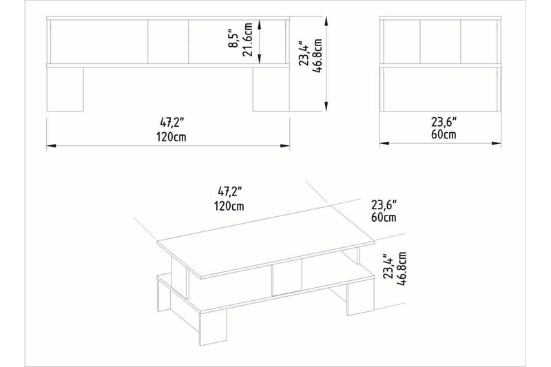 Sohvapöytä Evansa 120 cm - Luonnonväri/Tummanruskea - Huonekalut - Pöytä & ruokailuryhmä - Sohvapöytä