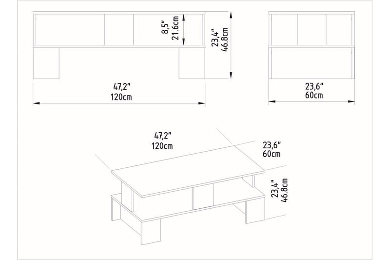Sohvapöytä Evansa 120 cm - Luonnonväri/Tummanruskea - Huonekalut - Pöytä & ruokailuryhmä - Sohvapöytä