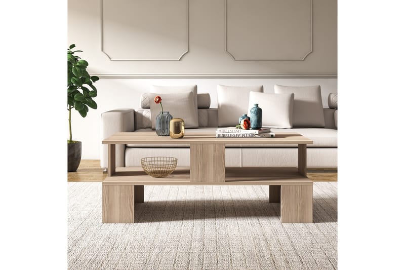 Sohvapöytä Evansa 120 cm - Luonnonväri/Tummanruskea - Huonekalut - Pöytä & ruokailuryhmä - Sohvapöytä