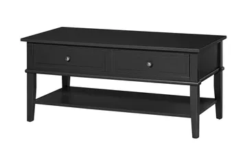 Sohvapöytä Franklin 105 cm Säilytys Hylly+2 laatikkoa Musta - Dorel Home - Huonekalut - Pöytä & ruokailuryhmä - Sohvapöytä