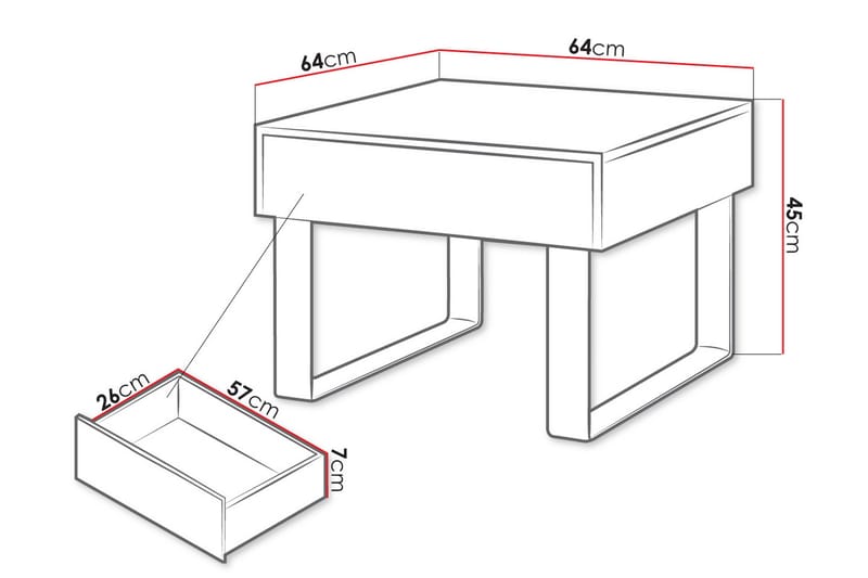 Sohvapöytä Frick Pieni 64 cm Säilytyksellä Laatikko - Musta - Huonekalut - Pöytä & ruokailuryhmä - Sohvapöytä