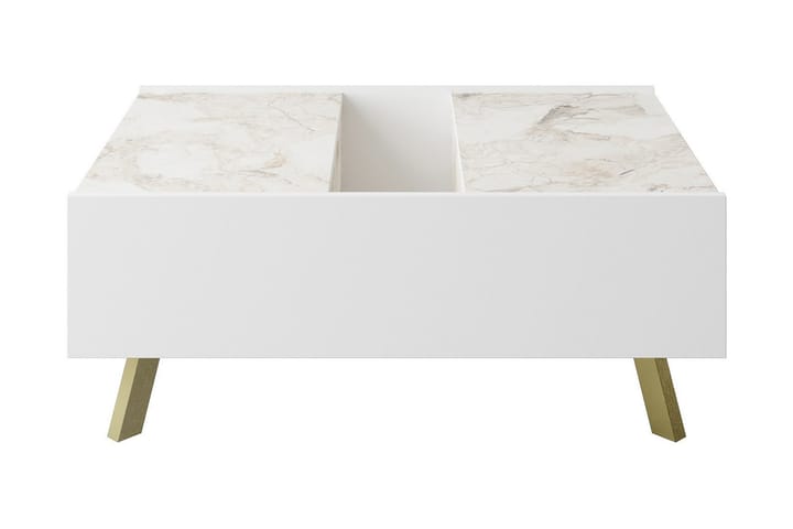 Sohvapöytä Fridaria 90 cm Säilytyksellä Marmorikuvio - Valkoinen/Tummanruskea - Sohvapöytä